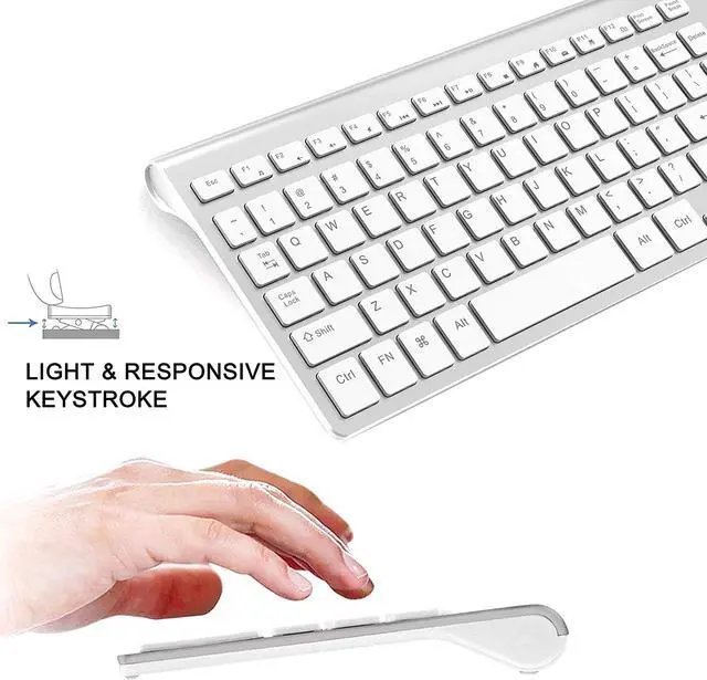 Alt view image 5 of 6 - Wireless Keyboard and Mouse Combo,Slim Wireless Keyboard Mouse with Long Battery Life and Numeric Keypad for Laptop,Desk top (Silver+White)