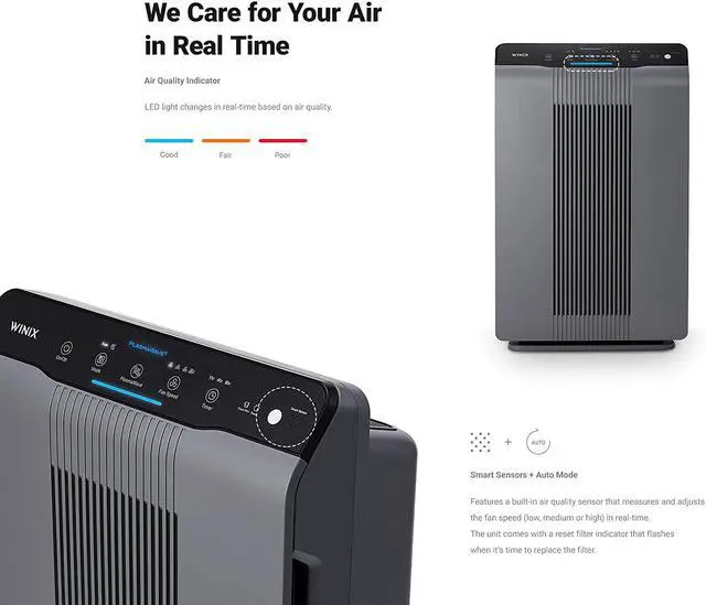 Alt view image 6 of 7 - 5300-2 Air Purifier with True HEPA, PlasmaWave and Odor Reducing Carbon Filter,Gray