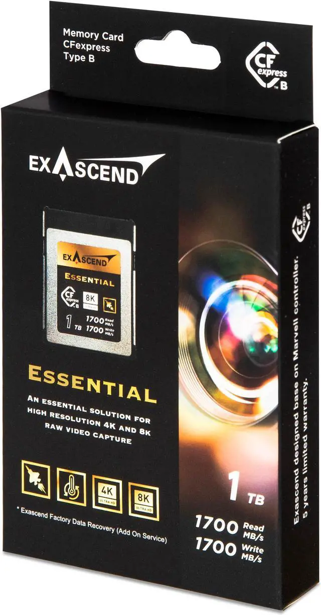 Alt view image 2 of 6 - Exascend 1TB Essential CFexpress Card Type-B, up to 1,700MB/s, compatible with Canon, Nikon, Panasonic, and other cameras