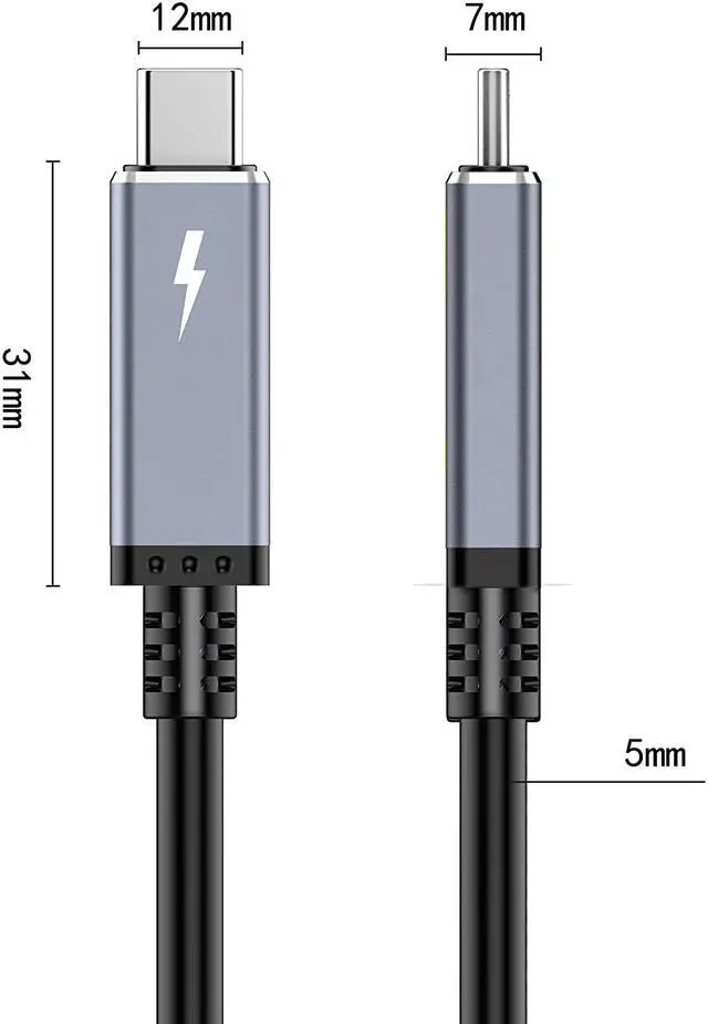 Alt view image 4 of 4 - 6.6ft (2m) for Thunderbolt 3 Cable 40Gbps USB4 Cable , 100W,5K@60Hz Thunderbolt 3 to Thunderbolt 3 Male to Male Cord, for Thunderbolt3 (USB C) Hub, Adapter, Devices, 20V/5A