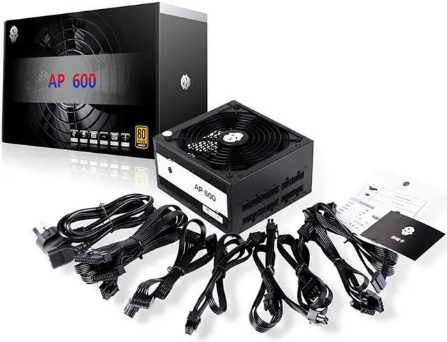 Alt view image 5 of 7 - Gaming 80 Plus Bronze 600W Power Supply PSU, Full Modular 600 Watt 80 Plus Bronze Certified PSU with Silent 140mm Fan