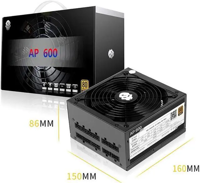 Alt view image 4 of 7 - Gaming 80 Plus Bronze 600W Power Supply PSU, Full Modular 600 Watt 80 Plus Bronze Certified PSU with Silent 140mm Fan