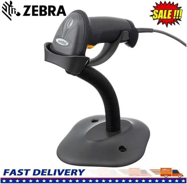 Main image of Zebra LS2208 Series Corded Handheld Standard Range Laser Scanner Kit with Gooseneck Stand and Cable Twilight Black LS2208-SR20007R-NA
