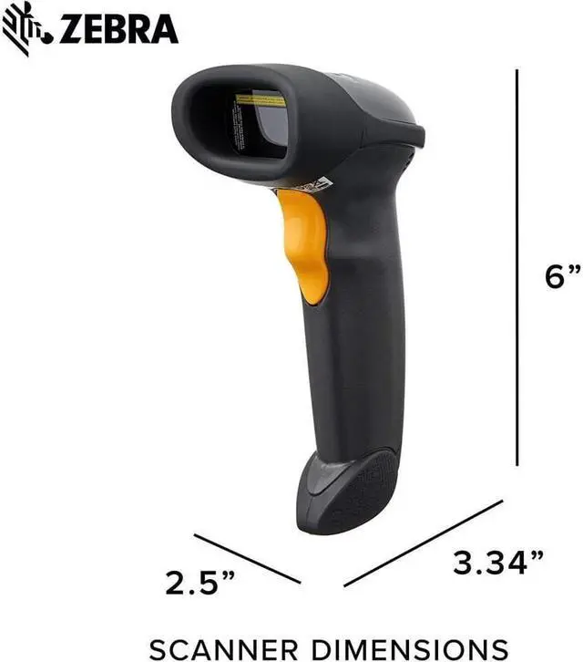 Alt view image 5 of 6 - Zebra LS2208 Series Corded Handheld Standard Range Laser Scanner Kit with Gooseneck Stand and Cable Twilight Black LS2208-SR20007R-NA