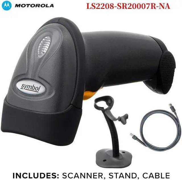 Alt view image 5 of 7 - LS2208 Corded Handheld 1D Laser Barcode Scanner LS2208-SR20007R-NA With USB Cable and Stand - LS2208-SR Black