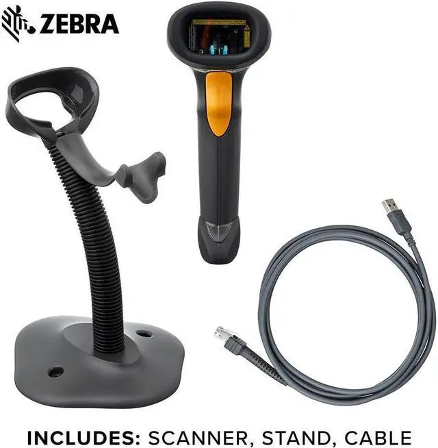 Alt view image 6 of 7 - LS2208 Corded Handheld 1D Laser Barcode Scanner LS2208-SR20007R-NA With USB Cable and Stand - LS2208-SR Black