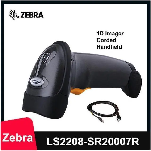 Main image of LS2208 Corded Handheld 1D Laser Barcode Scanner LS2208-SR20007R-NA With USB Cable and Stand - LS2208-SR Black
