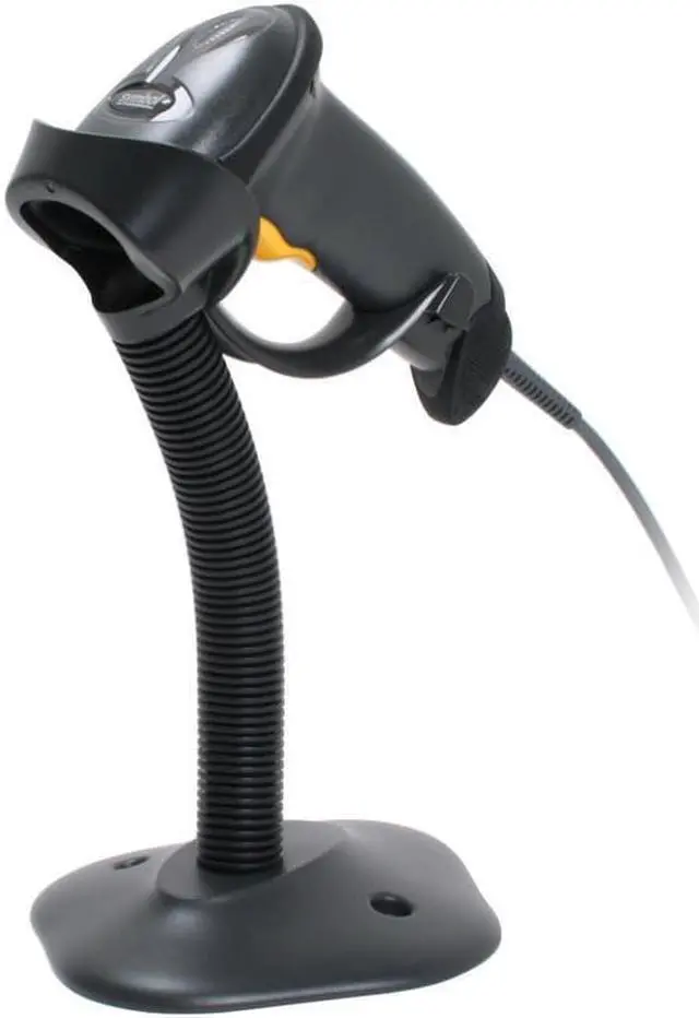 Alt view image 7 of 7 - LS2208 Corded Handheld 1D Laser Barcode Scanner LS2208-SR20007R-NA With USB Cable and Stand - LS2208-SR Black