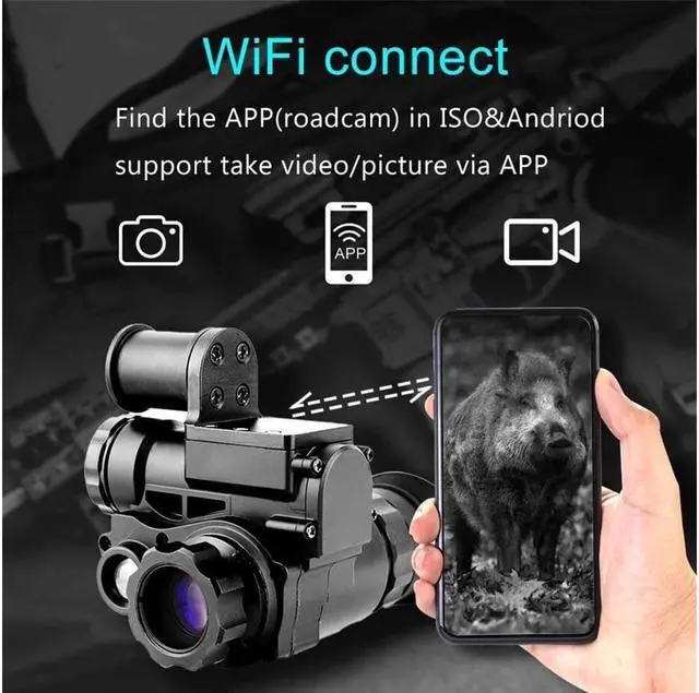 Alt view image 6 of 7 - NVG10 Night Vision Monocular Wifi Telescope for Hunting Photo Video Recording US   (with mount)