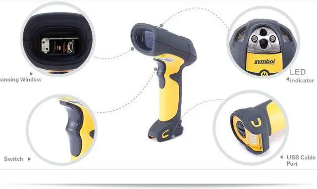 Alt view image 2 of 5 - Zebra (Motorola Symbol) LS3578-FZ Bar Code Reader - Wireless Connectivity - 36 scan/s - 45 ft Scan Distance - 1D - Laser with integrated Bluetooth, with Charging Cradle and USB Cord