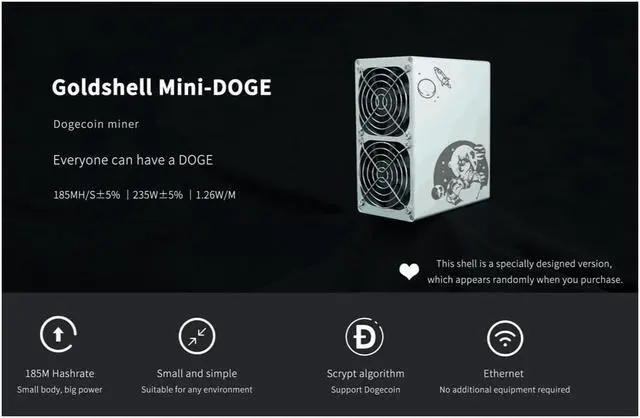 Alt view image 4 of 4 - New And Original Mini-DOGE 185MH/S for DOGE& LTC Mining Machine Low noise Small And Home Mining Home Use Mini Doge Without Power Supply