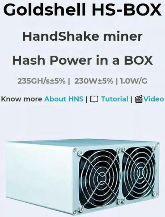 Alt view image 2 of 5 - ASIC miner Goldshell HS-BOX (with psu) 235GH/s Blake2B + SHA3 HandShake HNS miner better than HS1 SH3 SH5 Mini-DOGE KD-BOX LB-BOX LT5 S19