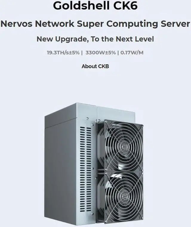 Alt view image 2 of 2 - Goldshell CK6 Nervos Network Super Computing Server New Upgrade, To the Next Level 19.3H/s±5% | 3300W±5% | 0.17W/M