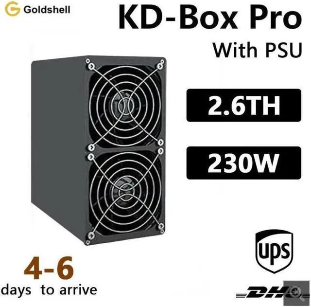 Main image of In Stock Gold-shell KD BOX Pro 2.6T Hashrate KADENA Miner KD Box Upgraded Home Miner (with PSU)
