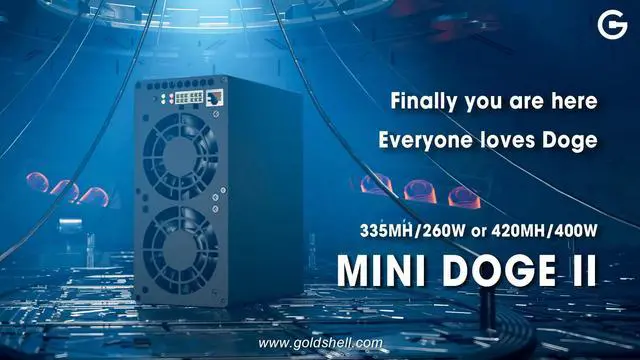 Main image of New Goldshell Mini dogeII Miner, 335Mh 260W OR 420MH 400W,NO PSU,Dual digging