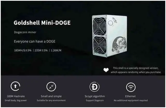 Alt view image 6 of 6 - Goldshell Mini-DOGE 185MH/S(without psu)DOGE& LTC Mining Machine Low noise Small&simple Home Mining Home Riching