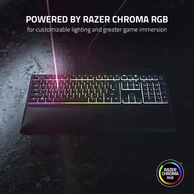 Alt view image 3 of 7 - Razer Ornata V2 Gaming Keyboard: Hybrid Mechanical Key Switches - Customizable Chroma RGB Lighting - Individually Backlit Keys - Detachable Plush Wrist Rest - Programmable Macros