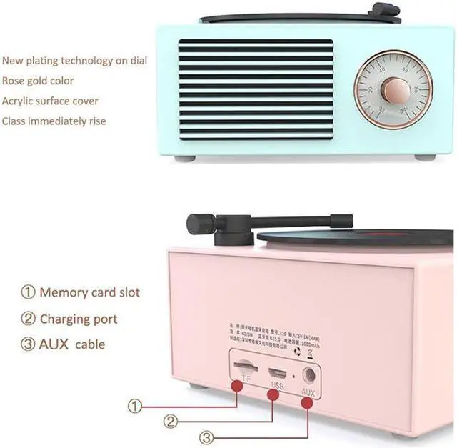 Alt view image 2 of 7 - B10 Atomic Bluetooth Speakers Retro Vinyl Player Desktop Wireless Creative Multifunction Mini Stereo Speakers