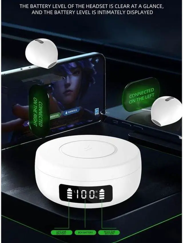 Alt view image 2 of 7 - X6WS Mini Noise Reduction Digital Display TWS Wireless Bluetooth Earphone (White)