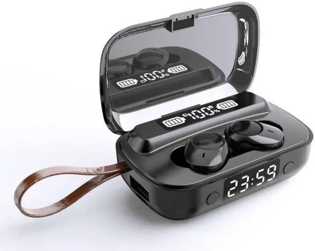 Alt view image 2 of 7 - A13 TWS CVC8.0 and DSP Dual Noise Cancelling Touch Bluetooth Earphone with Charging Box, Support LED Digital Display & Clock & Flashlight & HD Call & Siri & Power Bank (Black)