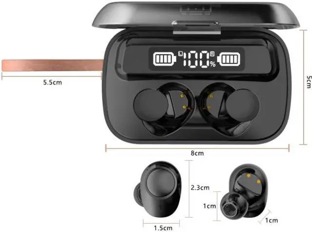 Alt view image 3 of 7 - A13 TWS CVC8.0 and DSP Dual Noise Cancelling Touch Bluetooth Earphone with Charging Box, Support LED Digital Display & Clock & Flashlight & HD Call & Siri & Power Bank (Black)