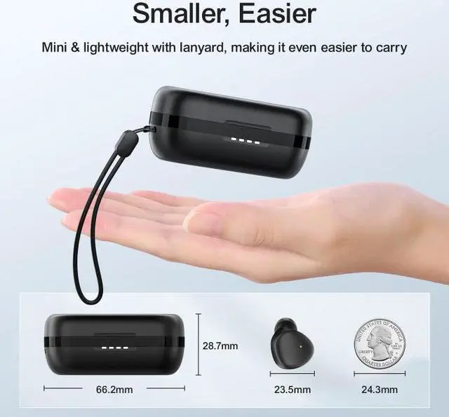 Alt view image 3 of 7 - JOYROOM JR-TL1 Pro TWS Touch Bluetooth Earphone with Charging Box & Lanyard (Black)