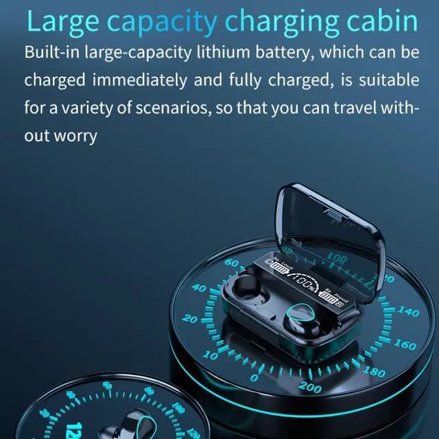 Alt view image 5 of 7 - M10 Bluetooth 5.1 TWS Digital Display Wireless Bluetooth Earphone with Charging Box, Support Touch & Siri & Battery Display (Green)