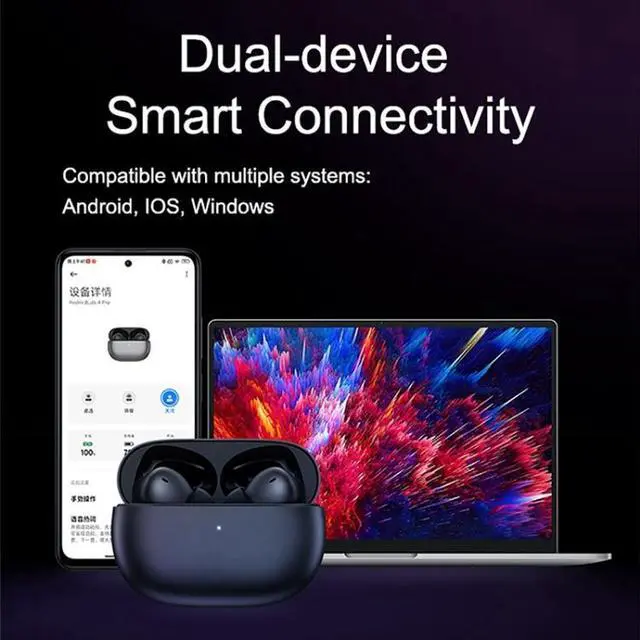 Alt view image 7 of 7 - Redmi Buds 4 Pro 43dB Broadband Noise Cancelling Wireless Bluetooth Earphone (Black)
