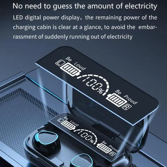 Alt view image 2 of 7 - M10 Bluetooth 5.1 TWS Digital Display Wireless Bluetooth Earphone with Charging Box, Support Touch & Siri & Battery Display (Green)