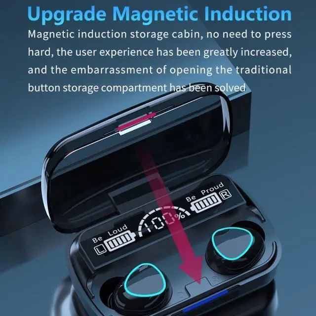Alt view image 4 of 7 - M10 Bluetooth 5.1 TWS Digital Display Wireless Bluetooth Earphone with Charging Box, Support Touch & Siri & Battery Display (Green)