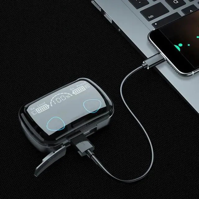 Alt view image 6 of 7 - M10 Bluetooth 5.1 TWS Digital Display Wireless Bluetooth Earphone with Charging Box, Support Touch & Siri & Battery Display (Green)