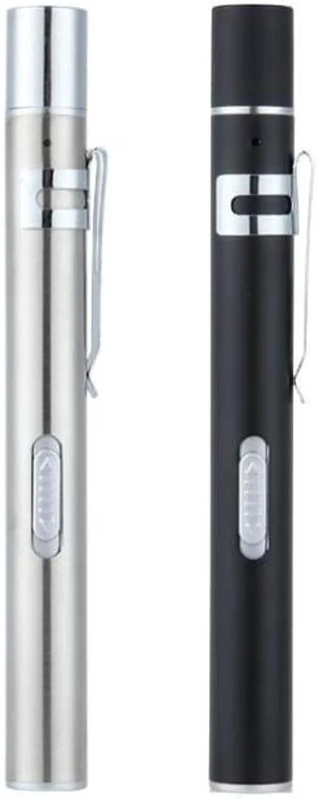 Alt view image 2 of 4 - Flashlight Pupil Pen Light Yellow White Dual Light Source Dental Light LED Stainless Steel Morning Inspection Light Flashlight Pupil Pen Light (Black) (Black )