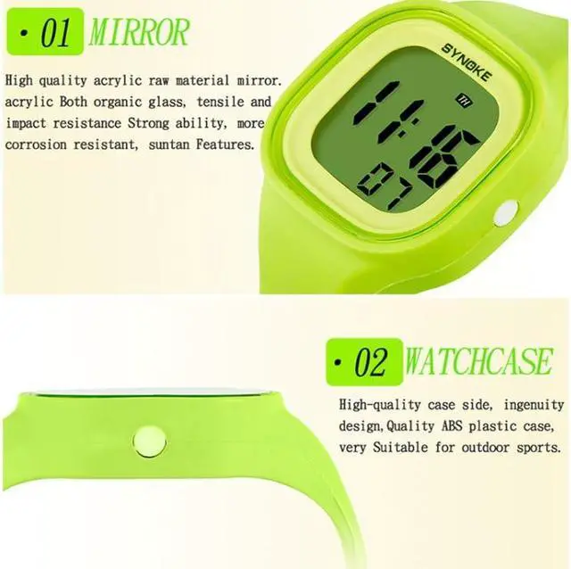 Alt view image 4 of 7 - SYNOKE 66896 Multifunctional Detachable Waterproof Luminous Student Watch (Pink)