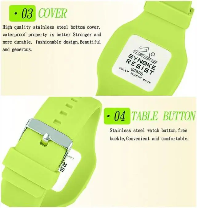 Alt view image 5 of 7 - SYNOKE 66896 Multifunctional Detachable Waterproof Luminous Student Watch (Pink)