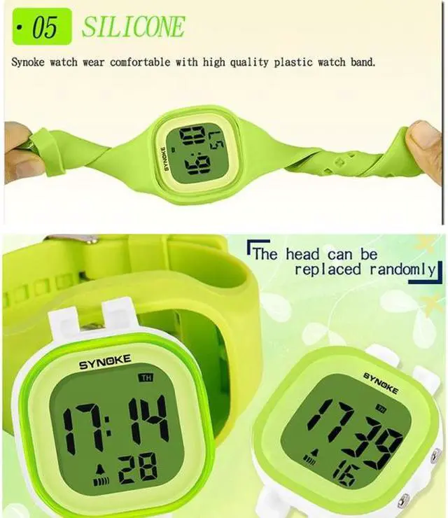 Alt view image 6 of 7 - SYNOKE 66896 Multifunctional Detachable Waterproof Luminous Student Watch (Pink)