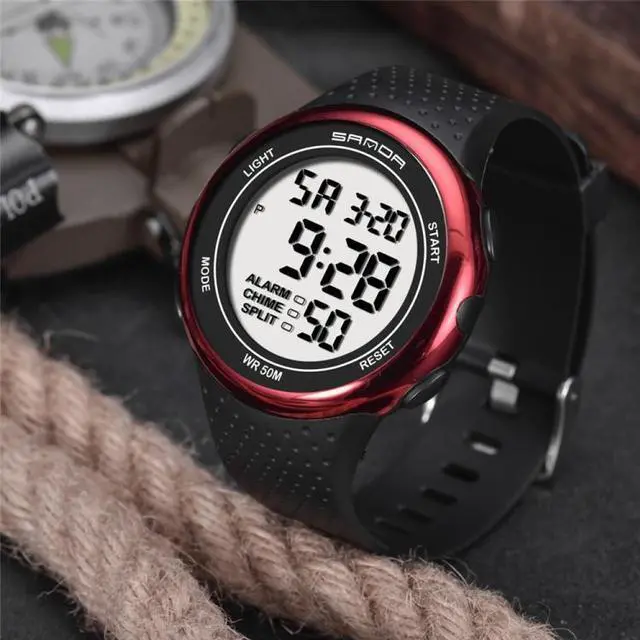 Alt view image 6 of 7 - SANDA 375 Watch For Male Students Simple Casual Electronic Watch Sports Waterproof Luminous Watch (Silver)