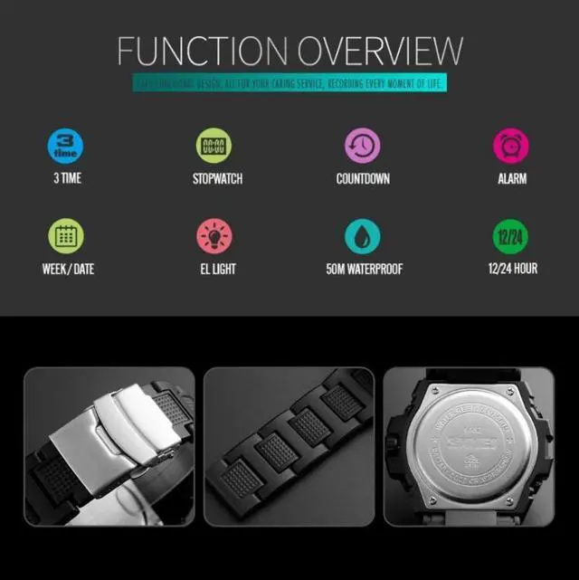 Alt view image 4 of 7 - SKMEI 1452 Outdoor Sports Electronic Watch Multifunctional Waterproof Watch (ArmyGreen)