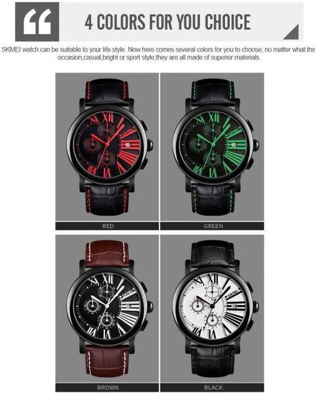 Alt view image 2 of 6 - SKMEI 9196 Men Calendar Timing Roman Numeral Dial Quartz Watch (Brown)