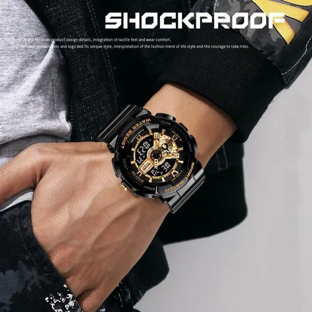 Alt view image 7 of 7 - SKMEI 1688 LED Dual Time Digital Display + Pointer Luminous Sports Electronic Watch (White)