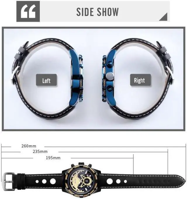Alt view image 3 of 6 - SKMEI 9189 Men Three-eye Six-pin Dial Calendar Timing Quartz Watch (Gold)