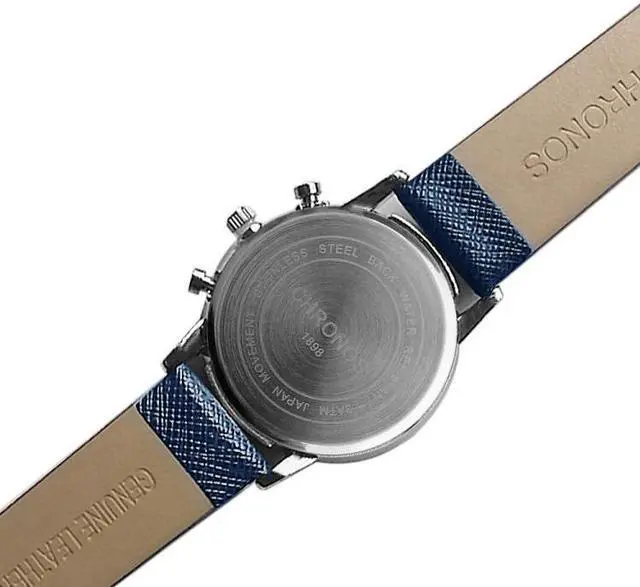 Alt view image 6 of 7 - CHRONOS CH0401 Three-eye Six-needle Leather Belt Sports Watch for Men (Coffee)