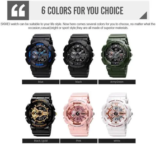 Alt view image 2 of 7 - SKMEI 1688 LED Dual Time Digital Display + Pointer Luminous Sports Electronic Watch (White)