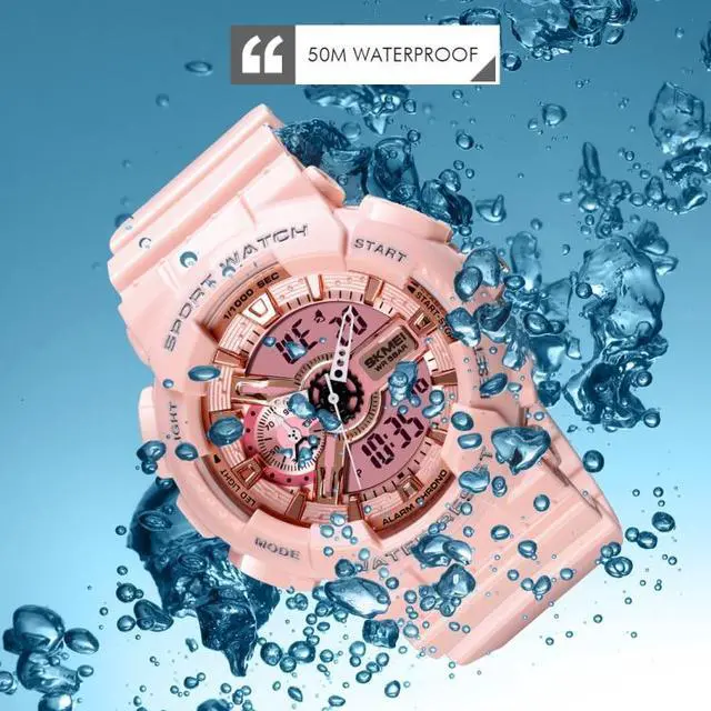 Alt view image 5 of 7 - SKMEI 1688 LED Dual Time Digital Display + Pointer Luminous Sports Electronic Watch (White)