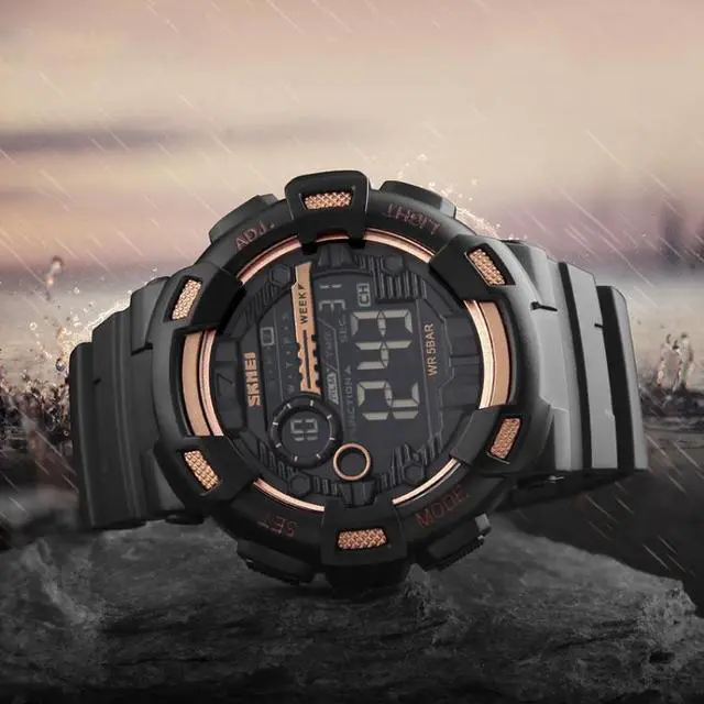 Alt view image 7 of 7 - SKMEI 1243 Men Sports Watch Outdoor Waterproof Digital Watch (Golden)