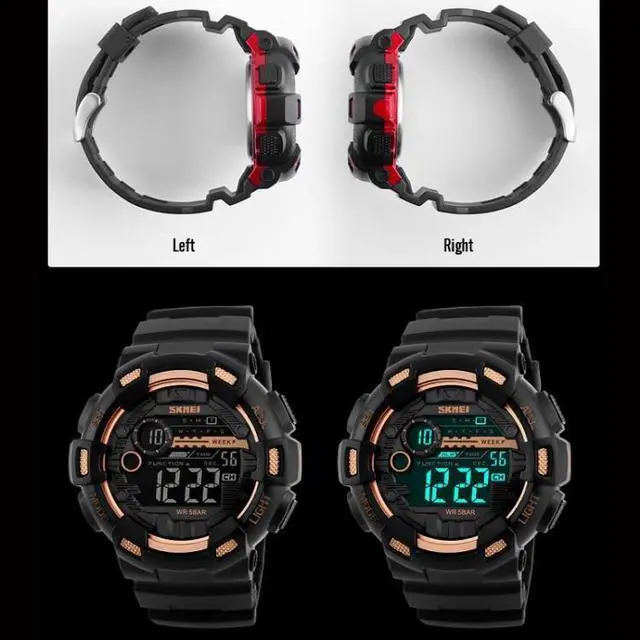 Alt view image 2 of 7 - SKMEI 1243 Men Sports Watch Outdoor Waterproof Digital Watch (Golden)