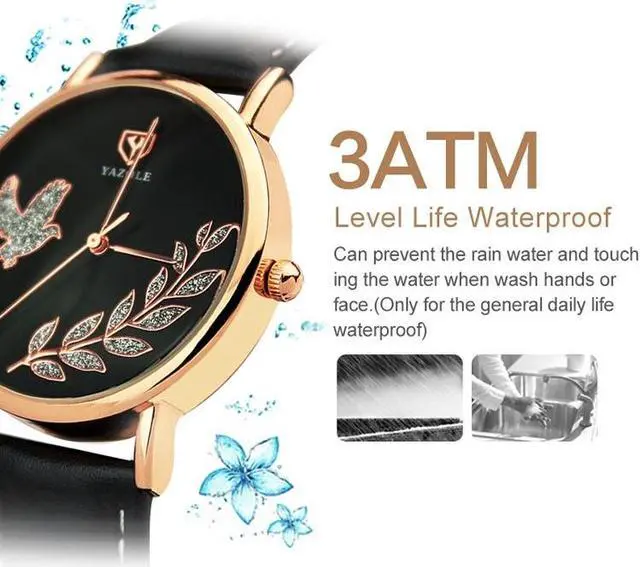 Alt view image 3 of 7 - YAZOLE 360 Leather Band Dove of Peace Diamond Lady Watch (White+Brown)
