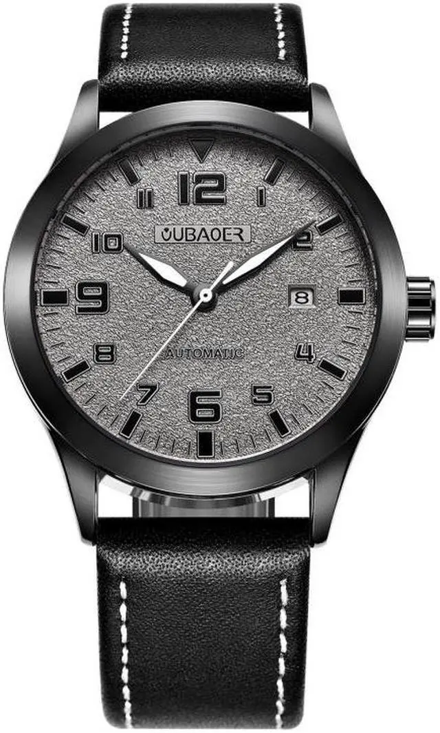 Main image of Ochstin 62028 Fashion Fully Automatic Mechanical Watch Waterproof Men  Leisure Mechanical Watch Calendar Leather Watch(Black) (Grey)