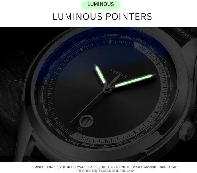 Alt view image 5 of 5 - YAZOLE 516 Fashion Calendar Men Watch Luminous Quartz Watch (Silver Tray Brown Belt)