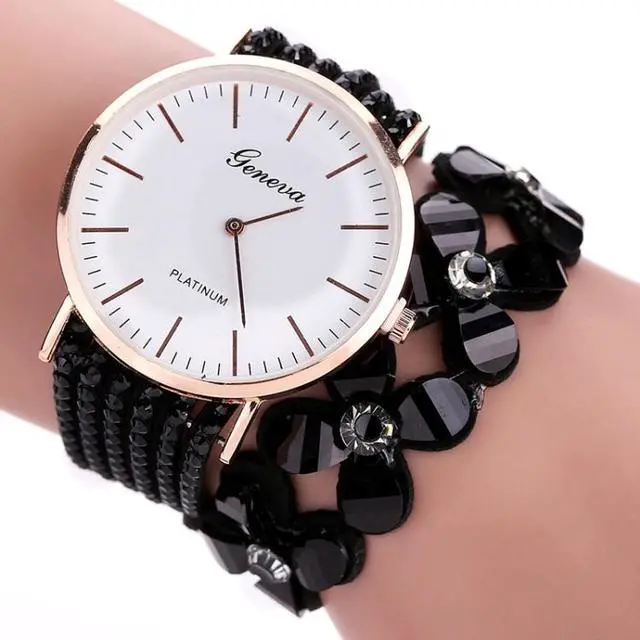 Alt view image 2 of 6 - Women Round Dial Flower Diamond Studs Bracelet Watch (White)