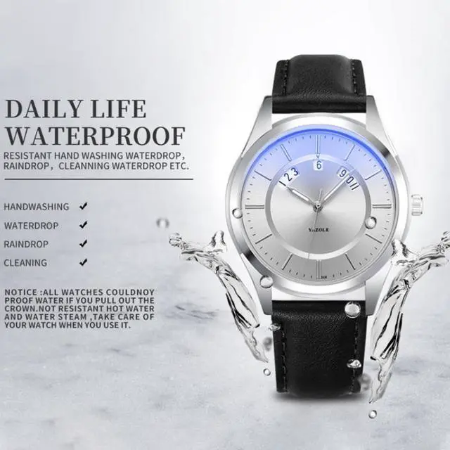 Alt view image 2 of 7 - YAZOLE 513 Leather Band Calendar Waterproof Quartz Watch (Black+Black)